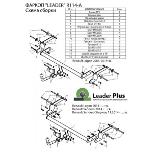 ТСУ для RENAULT LOGAN (седан) 2005-2014 / 2014-...  SANDERO 2014-...SANDERO STEPWAY 2014-...